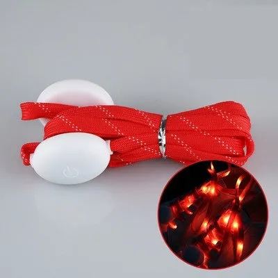 Nylon luminous shoelace glowing in dark on sneakers