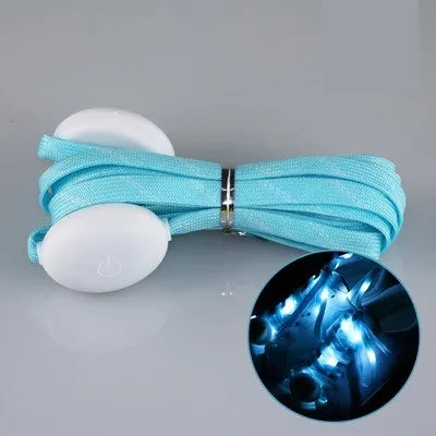 Nylon luminous shoelace glowing in dark on sneakers