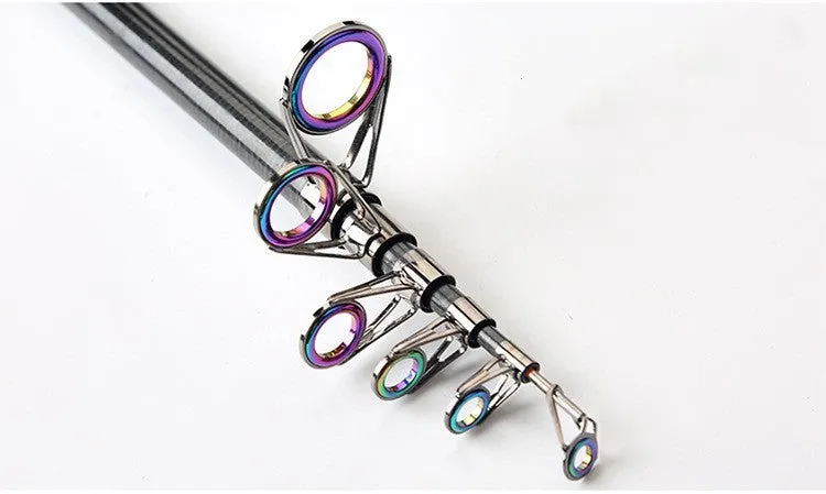 Carbon fibre telescopic spinning fishing rod for sea fishing with metal handle