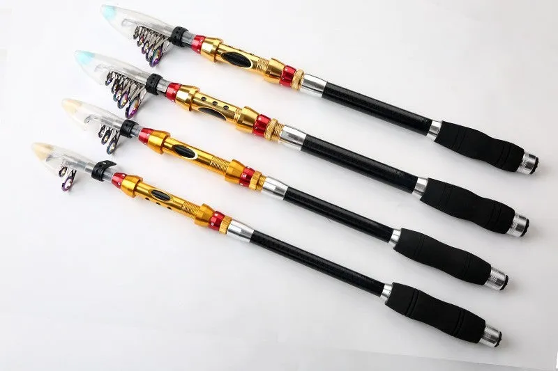 Carbon fibre telescopic spinning fishing rod for sea fishing with metal handle