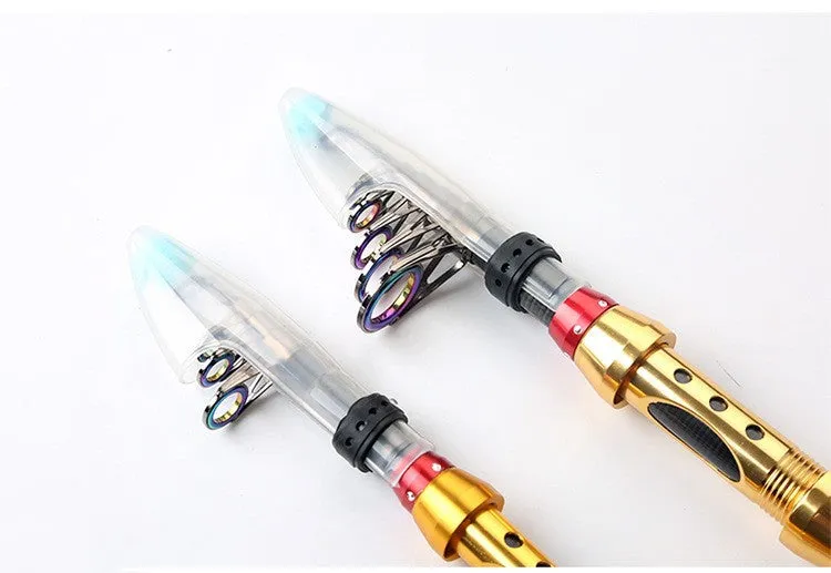Carbon fibre telescopic spinning fishing rod for sea fishing with metal handle