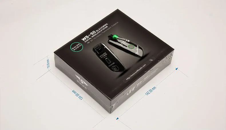 WS-50 wireless transmitter receiver kit for electric guitar with UHF 100-channel system and LCD display