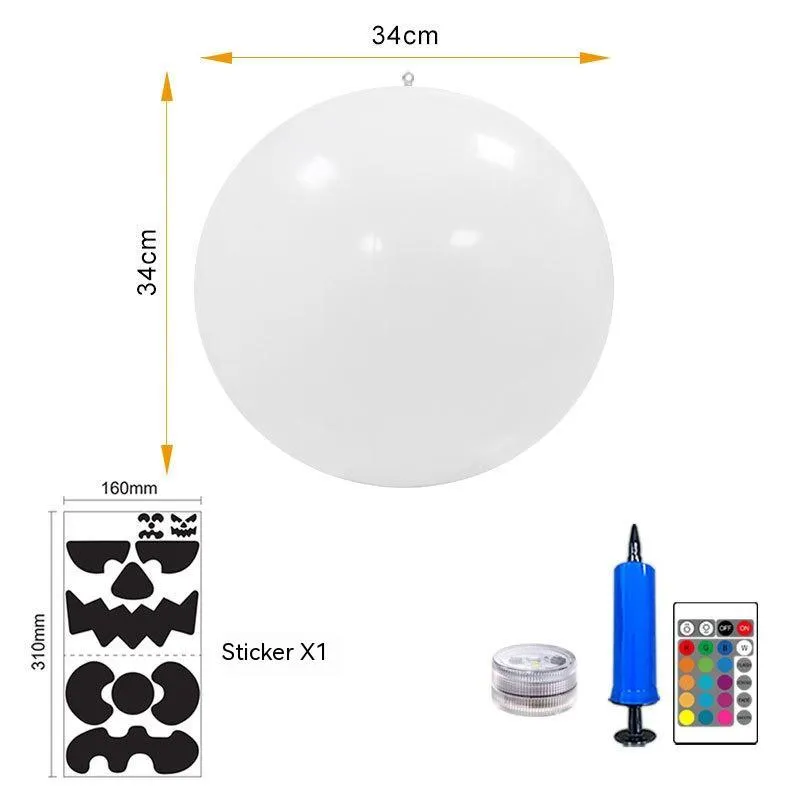 Set of three 34cm LED solar luminous Halloween balls in white, red, and green plastic with remote control