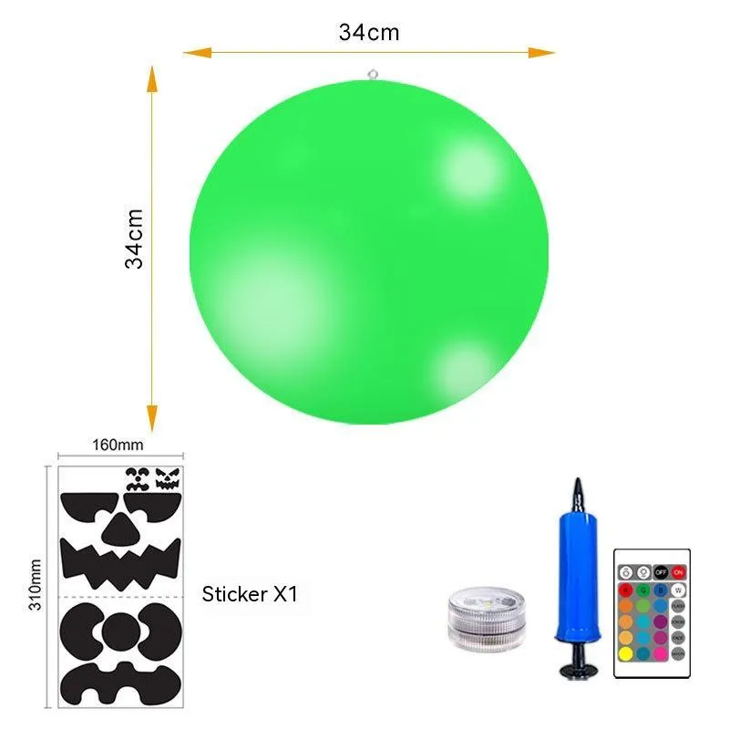 Set of three 34cm LED solar luminous Halloween balls in white, red, and green plastic with remote control