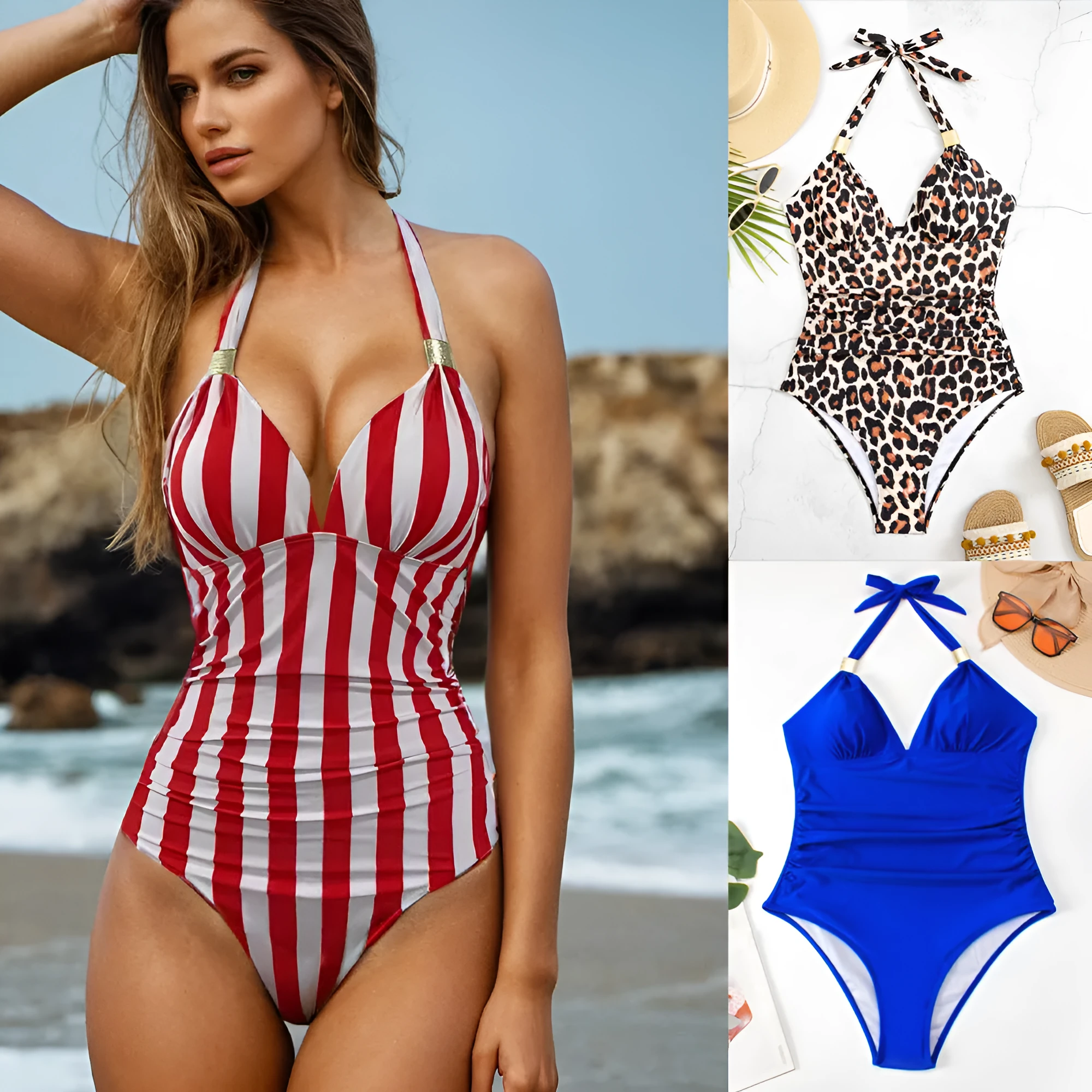 Women's quick-drying swimsuit in polyester spandex fabric with high elasticity