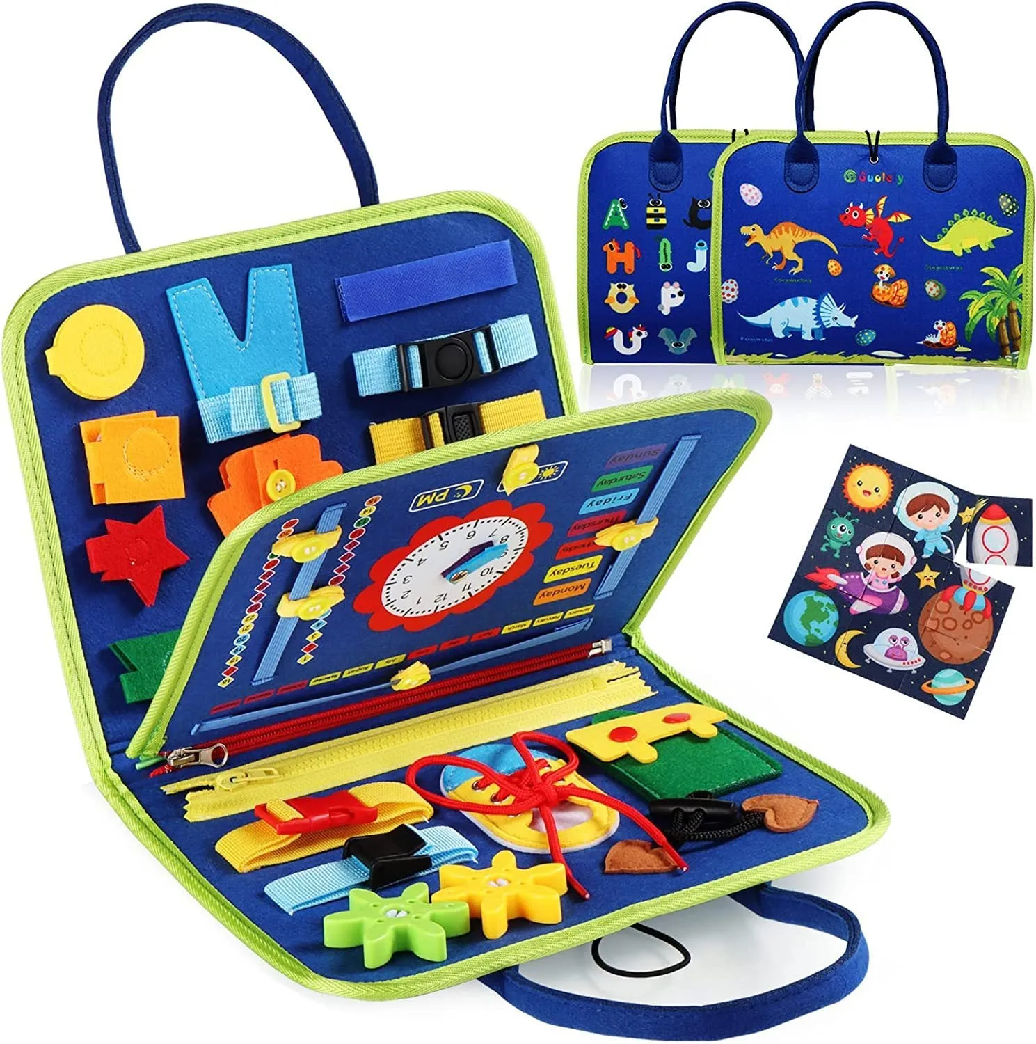 Felt learning board educational toy for toddlers, 44x28cm, blue green pink style 14