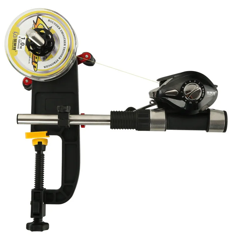 Black composite fibre multifunction fishing reel winder for baitcasting and other reels