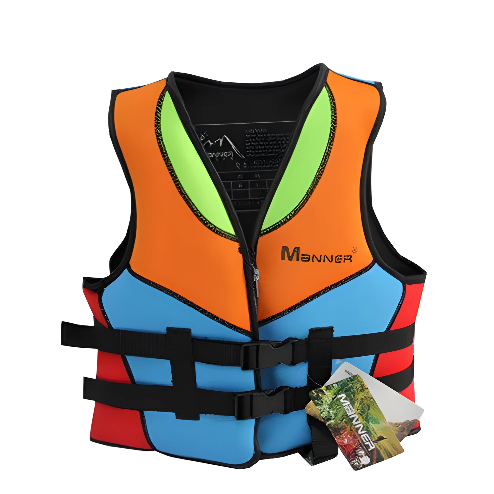 Children's life jacket in colour A with big buoyancy from diving fabric and pearl cotton fill, front view