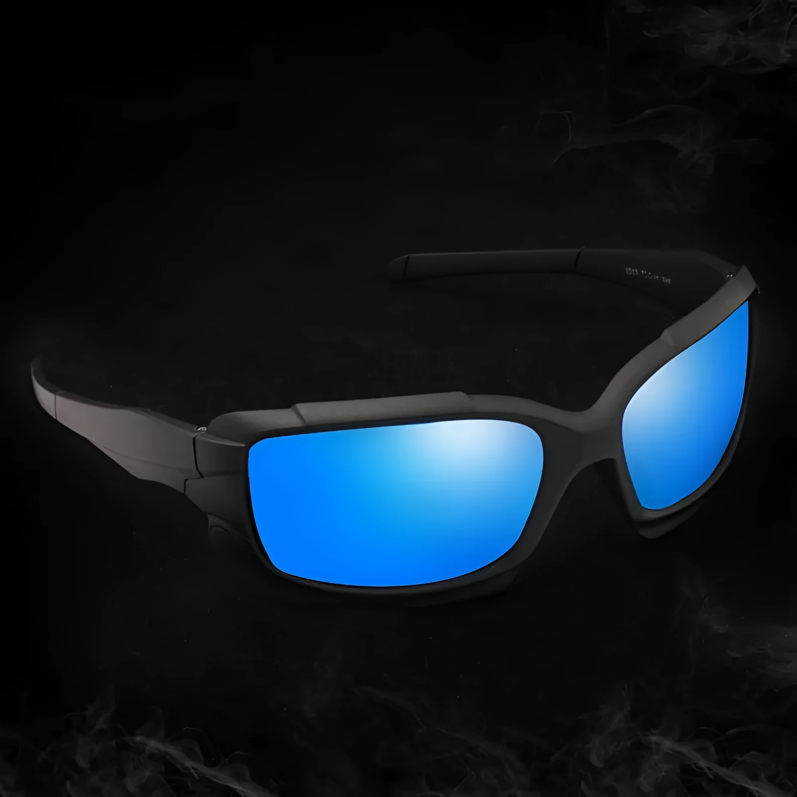 Polarized sunglasses for men with black plastic frame and gray TAC lens, outdoor riding eyewear