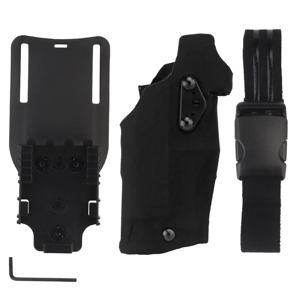 Left hand outdoor tactics waist bag leg warmer in camouflage with nylon lining and plastic construction