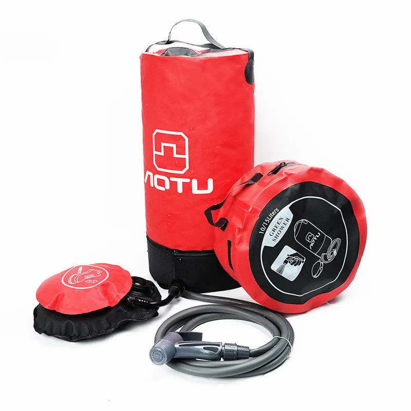 Portable 11L PVC outdoor camping shower bag in black with 200cm ABS water pipe and faucet