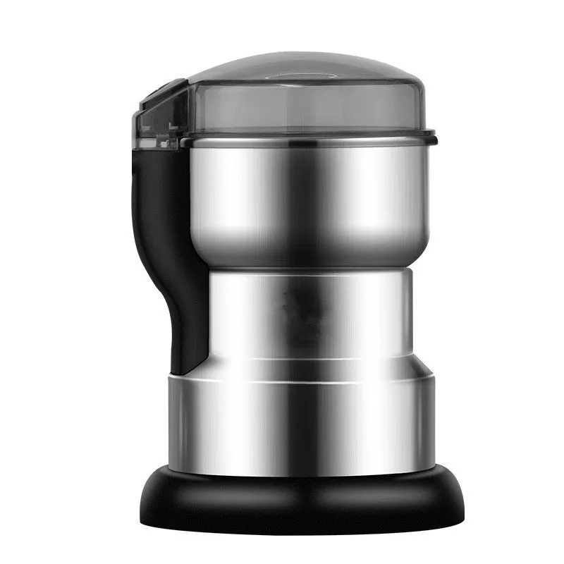 Electric domestic flour mill with stainless steel body, compact 13x21 cm size, and 1-3 litre capacity