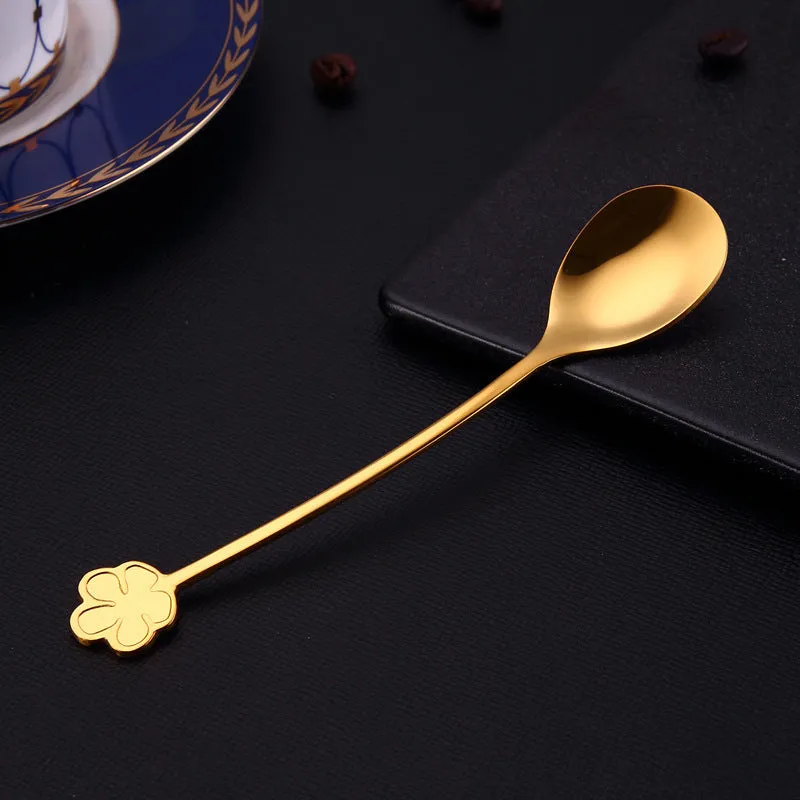 304 stainless steel gold plated dessert spoon with mirror polish in multiple colours
