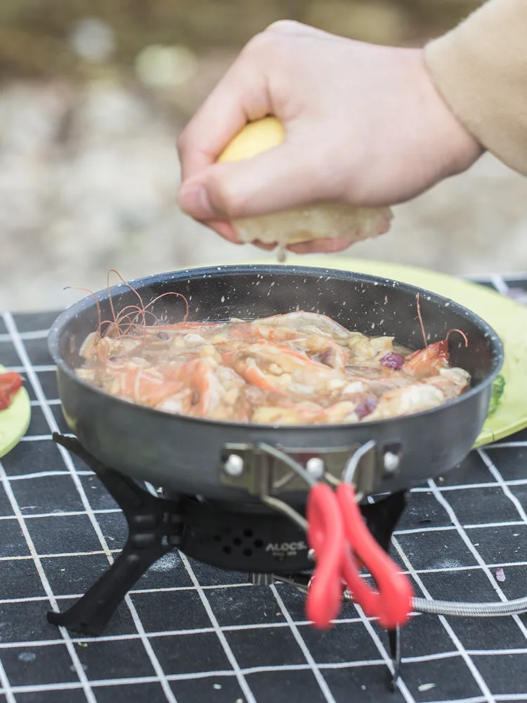 Alocs medical stone colour non-stick folding frying pan 180x44mm aluminium alloy portable camping pan