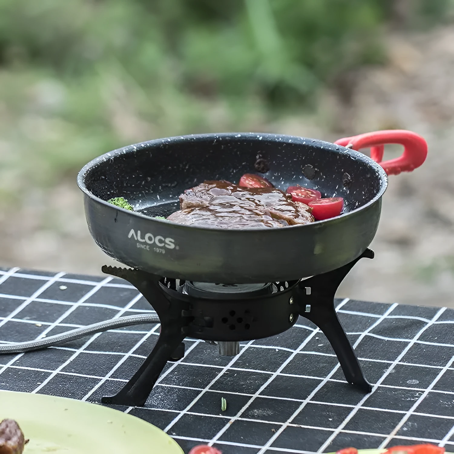 Alocs medical stone colour non-stick folding frying pan 180x44mm aluminium alloy portable camping pan