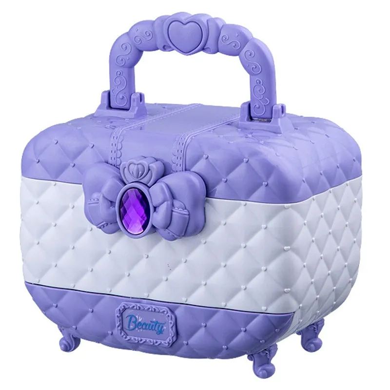 Children's pretend play makeup kit in pink suitcase with water-soluble cosmetics for ages 4-6