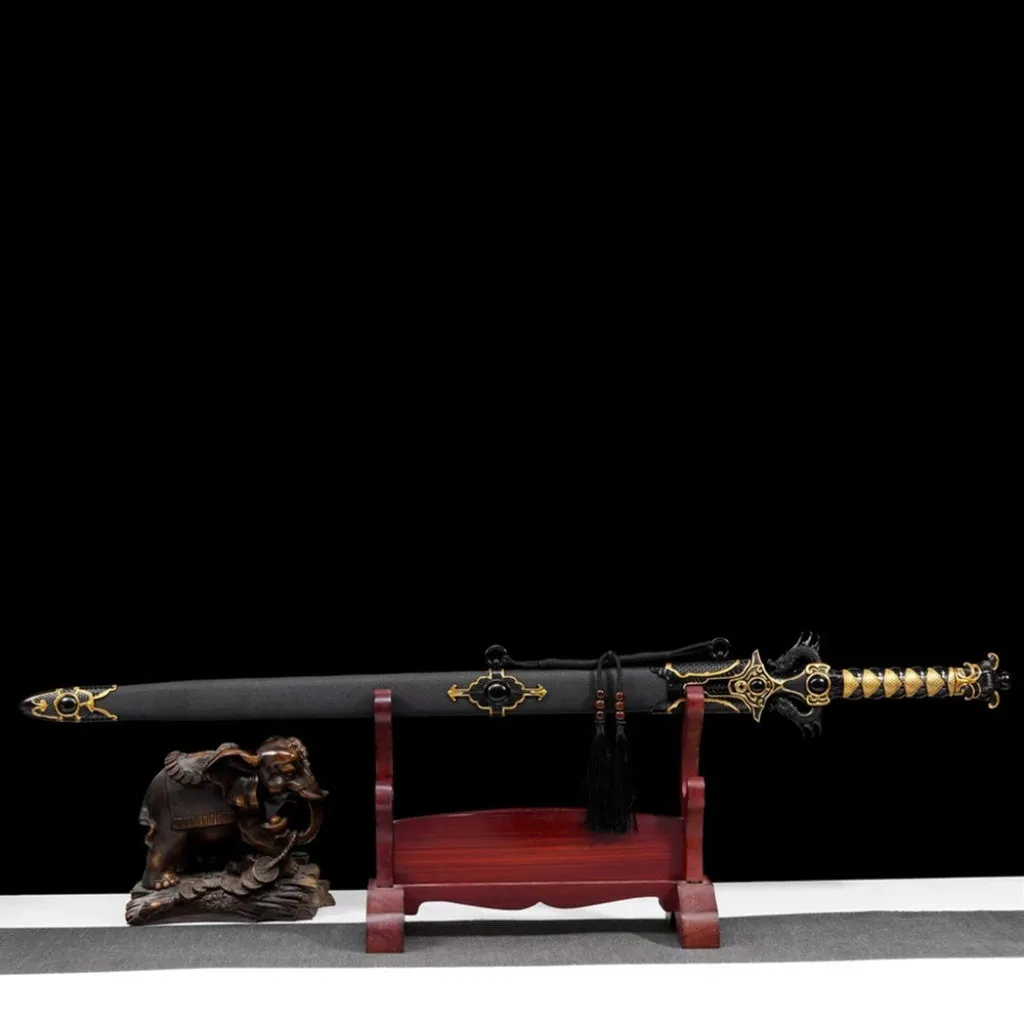 Integrated High Manganese Steel Battle Sword 112cm unsharpened cold weapon with scabbard for film TV decoration