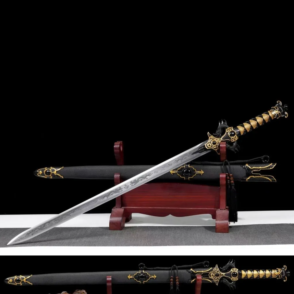 Integrated High Manganese Steel Battle Sword 112cm unsharpened cold weapon with scabbard for film TV decoration