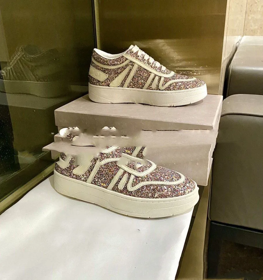 Pearl sequin lace-up platform casual shoes for women in white cowhide with frosted leather and decorative sequins