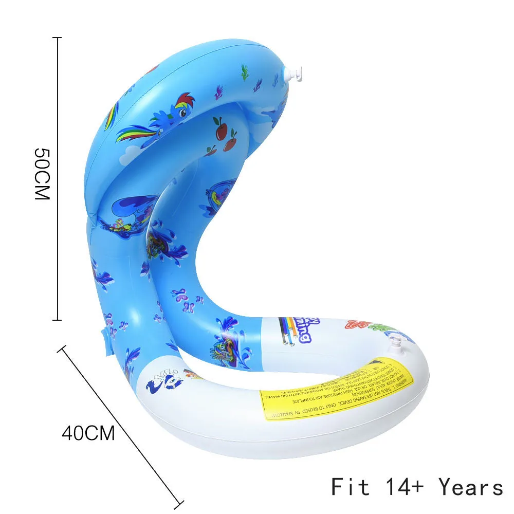 Happy Tour thickened double airbag PVC swim vest in pink and blue with printed pattern for children and adults