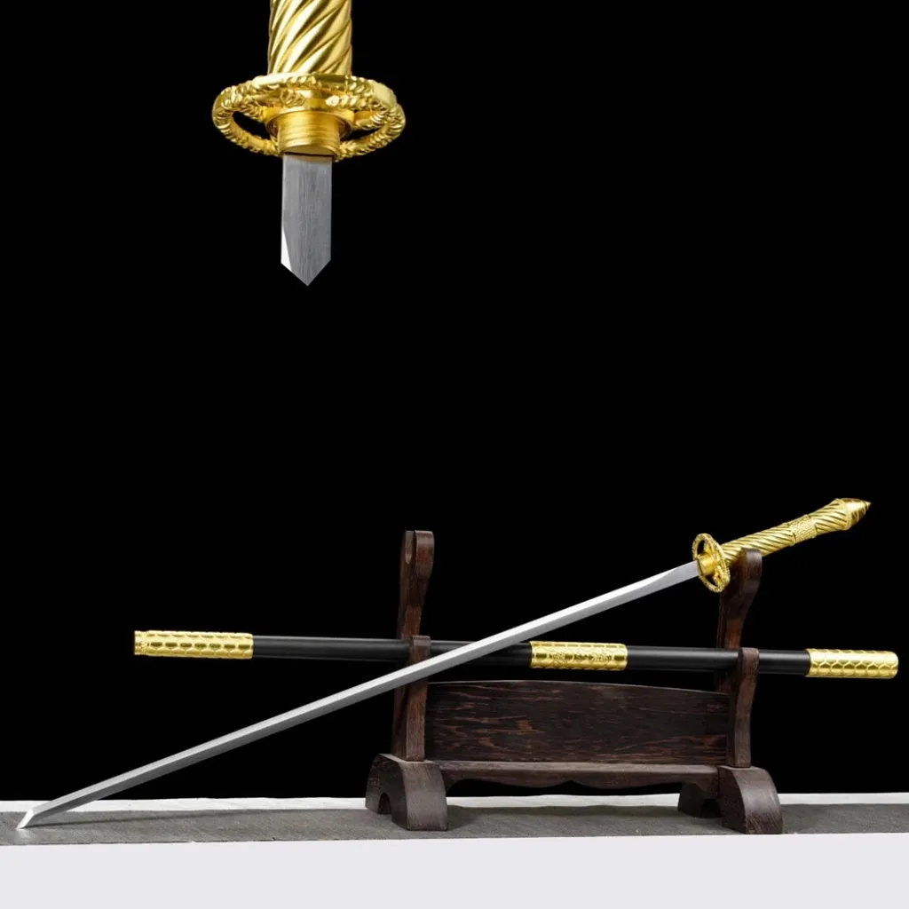 Ancient-style Han-Sword unsharpened manganese steel blade 95cm overall length with zinc alloy fittings