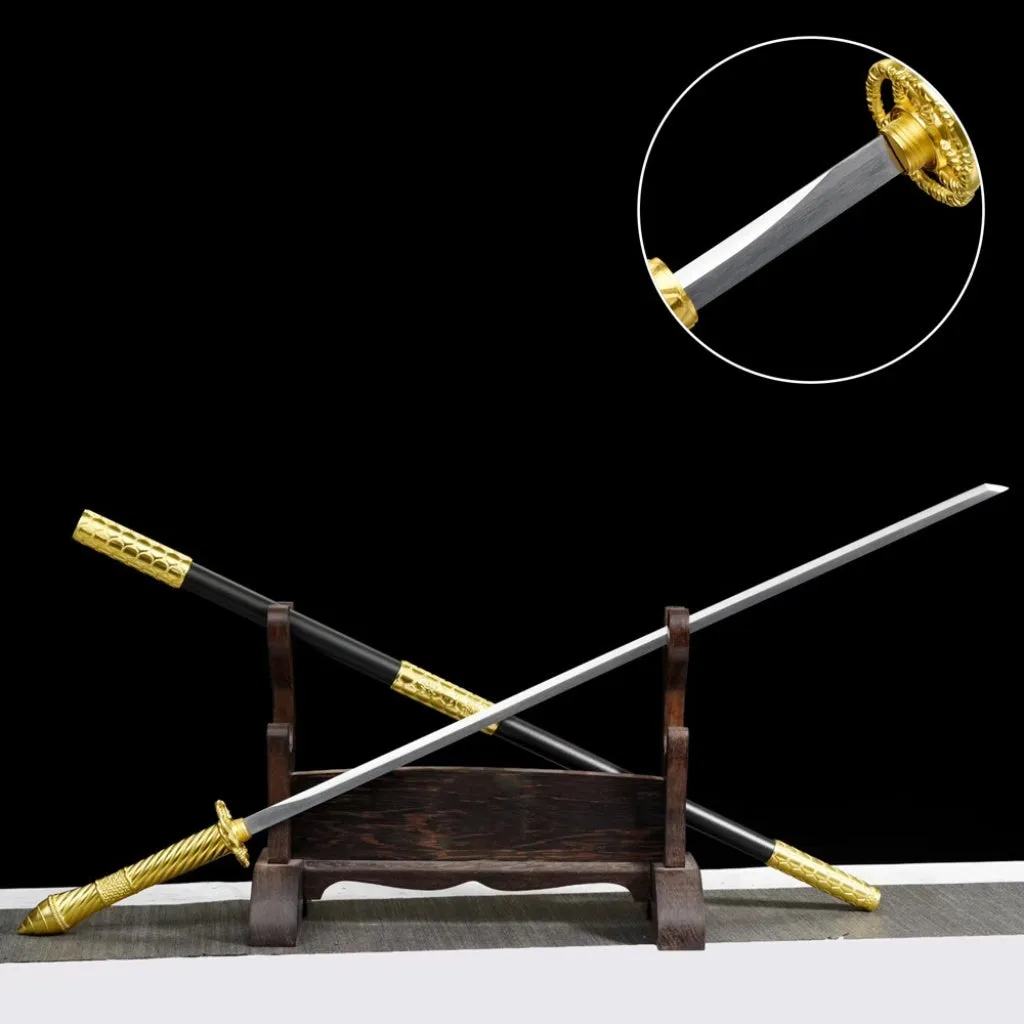 Ancient-style Han-Sword unsharpened manganese steel blade 95cm overall length with zinc alloy fittings