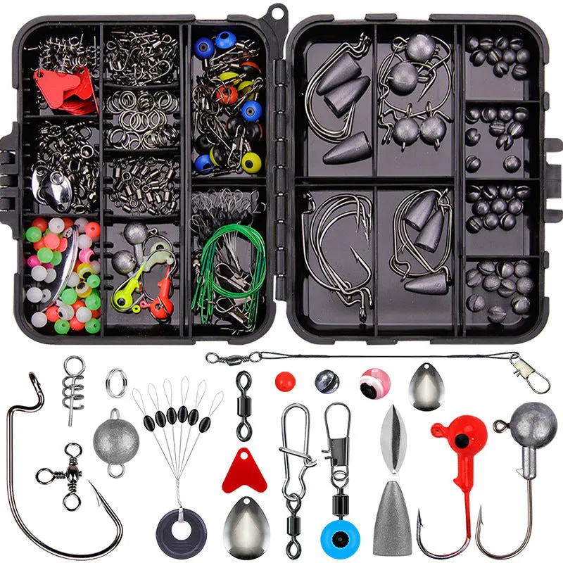 257-piece fishing lure accessories set in ABS plastic storage box for Texas sea rock fishing