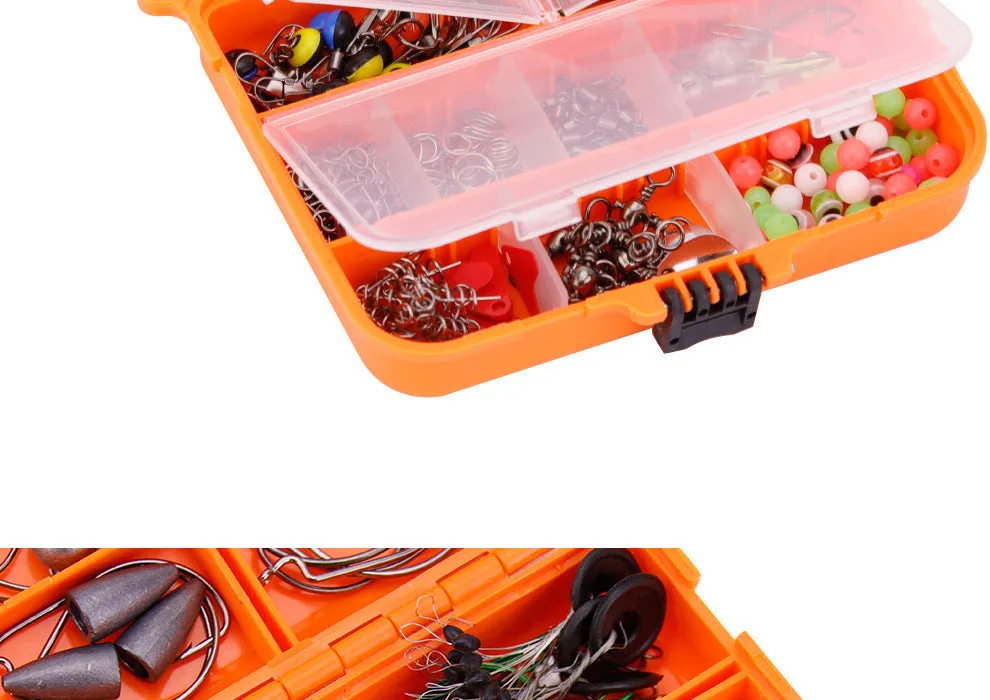 257-piece fishing lure accessories set in ABS plastic storage box for Texas sea rock fishing