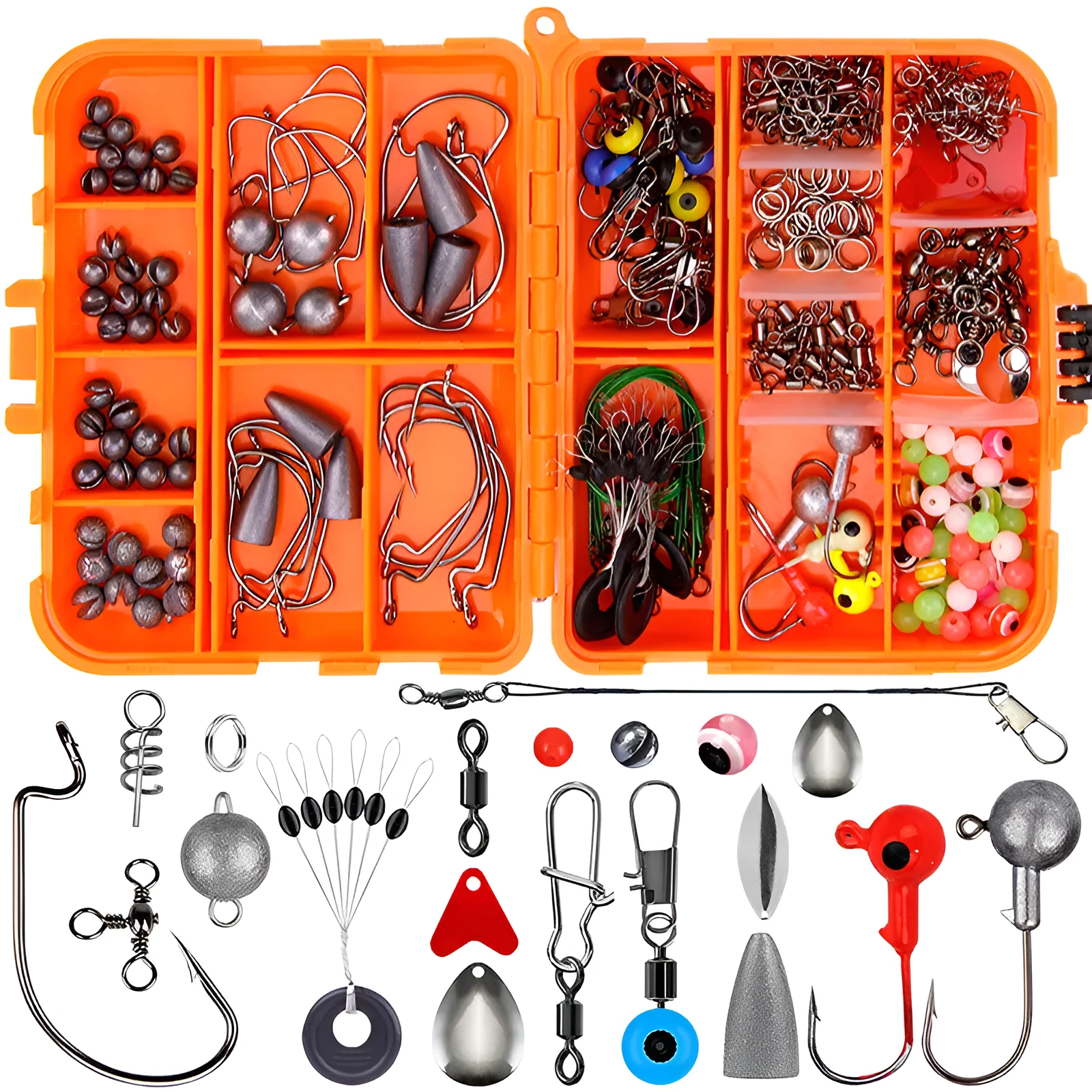 257-piece fishing lure accessories set in ABS plastic storage box for Texas sea rock fishing