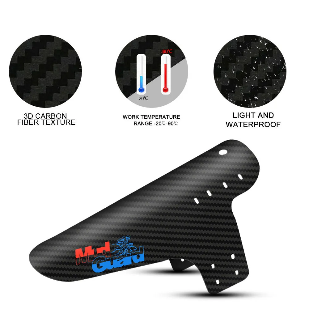 Carbon fibre pattern bicycle fender 260x220mm engineering plastic with stone carved 3K twill and colour printing