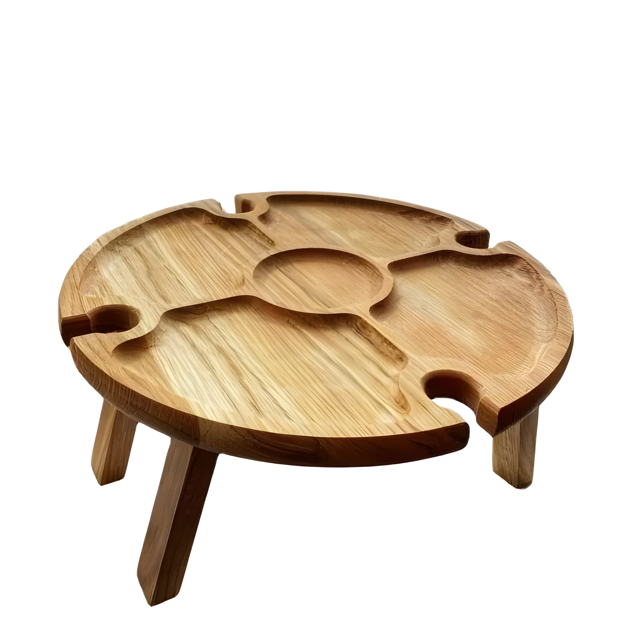Portable wood folding table 30x16 cm in wood colour for outdoor snacks and wine glass