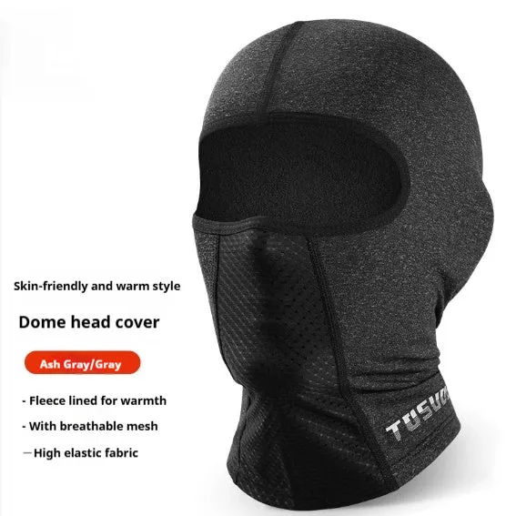 Black full face helmet riding wind mask in elastic wool and windproof fabric
