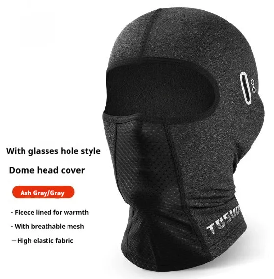 Black full face helmet riding wind mask in elastic wool and windproof fabric