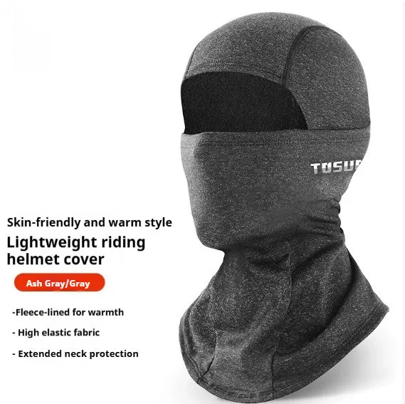 Black full face helmet riding wind mask in elastic wool and windproof fabric