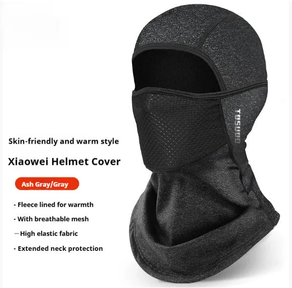 Black full face helmet riding wind mask in elastic wool and windproof fabric