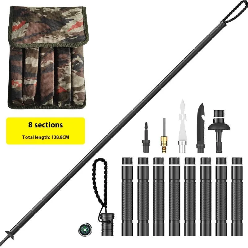 Aluminium alloy multi-set trekking pole 123.2cm with self-defense tactical stick in G12 colour