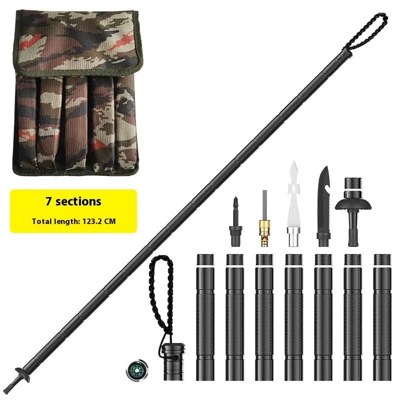 Aluminium alloy multi-set trekking pole 123.2cm with self-defense tactical stick in G12 colour