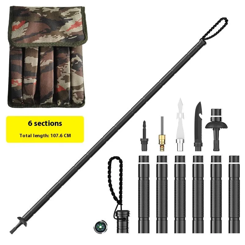 Aluminium alloy multi-set trekking pole 123.2cm with self-defense tactical stick in G12 colour