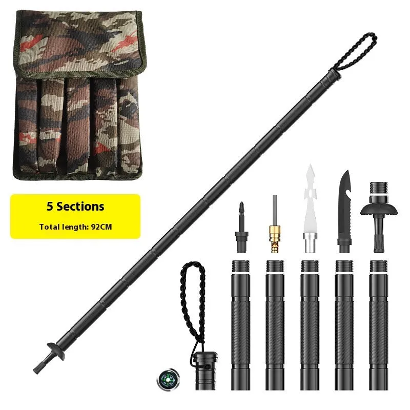 Aluminium alloy multi-set trekking pole 123.2cm with self-defense tactical stick in G12 colour
