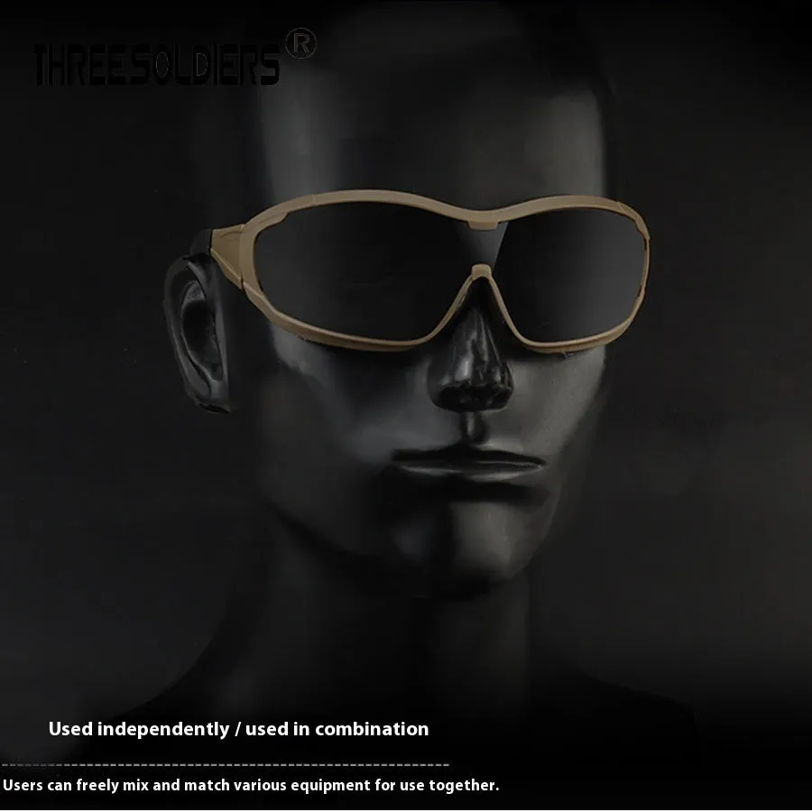 Outdoor fishing goggles with transparent lens and full rim plastic frame in black colour