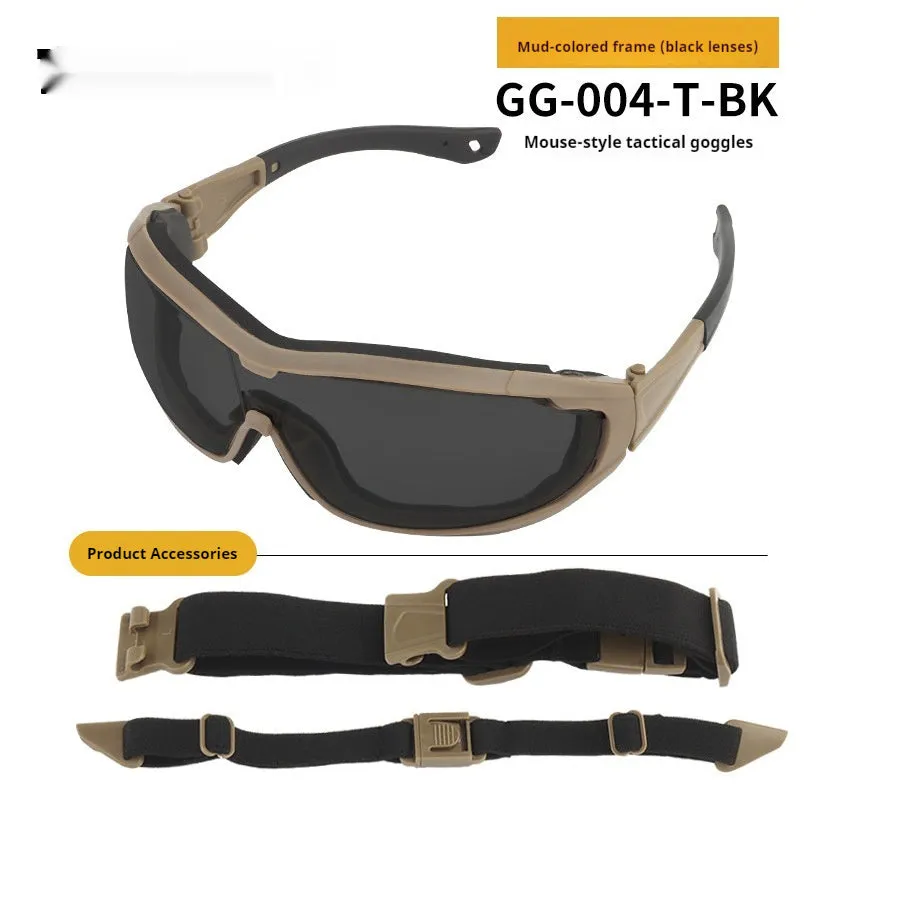 Outdoor fishing goggles with transparent lens and full rim plastic frame in black colour