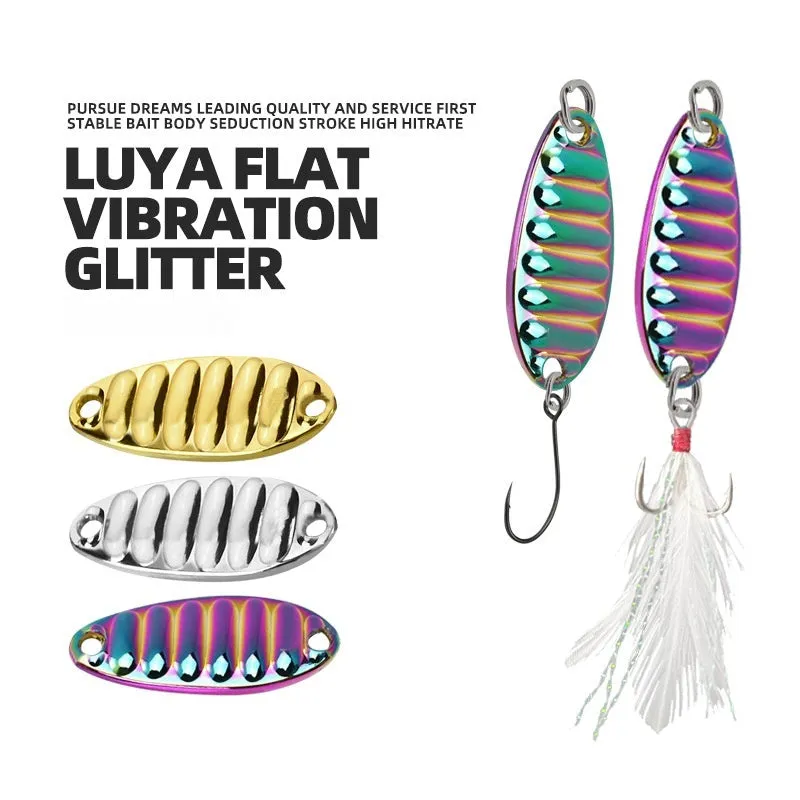 Sea water offset feather hook fishing lure set with gold and silver sequins, plastic fake fish bait, multiple weights