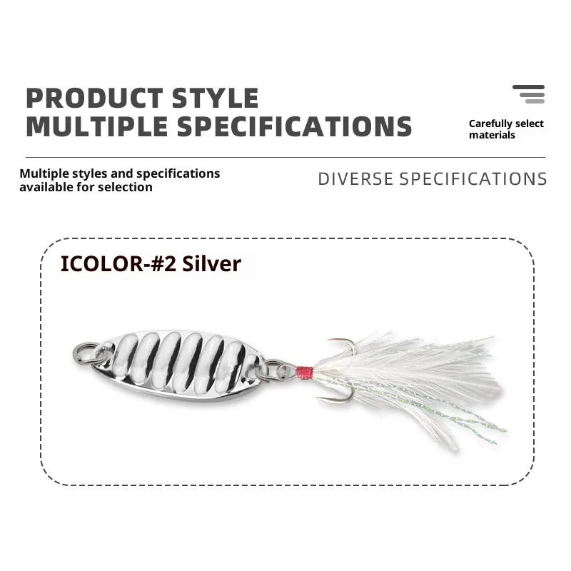 Sea water offset feather hook fishing lure set with gold and silver sequins, plastic fake fish bait, multiple weights