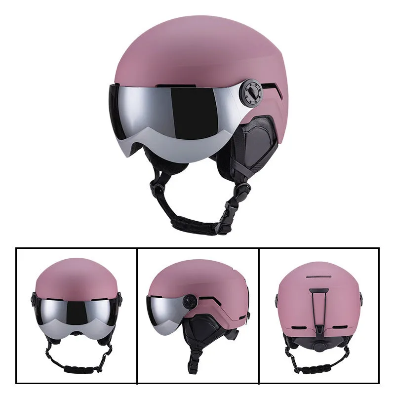 Unisex skiing helmet cover with integrated molding, PC shell, EPS liner, solid colour, black, blue, white, purple, carbon fibre, lotus root starch