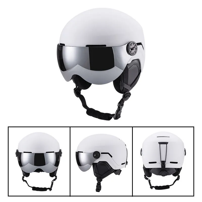 Unisex skiing helmet cover with integrated molding, PC shell, EPS liner, solid colour, black, blue, white, purple, carbon fibre, lotus root starch