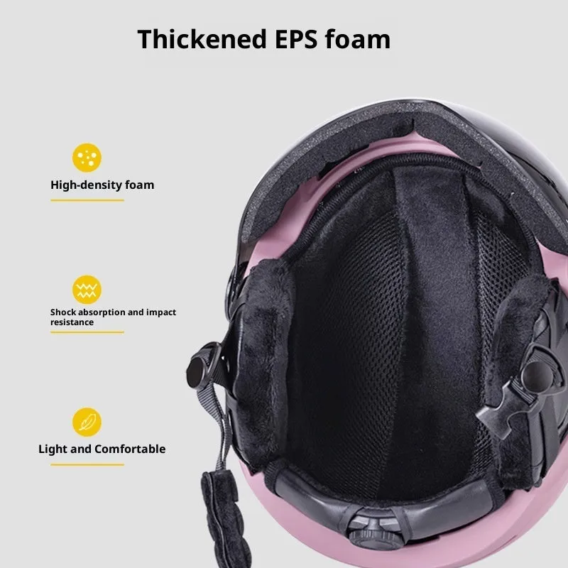 Unisex skiing helmet cover with integrated molding, PC shell, EPS liner, solid colour, black, blue, white, purple, carbon fibre, lotus root starch