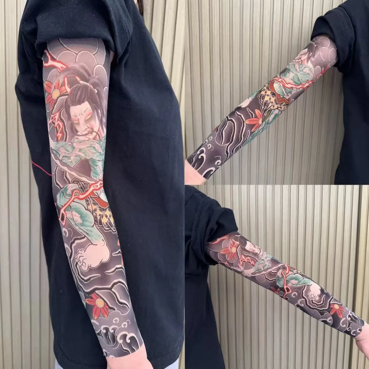 Unisex nylon sun protection ice sleeve with dragon pattern for outdoor sports