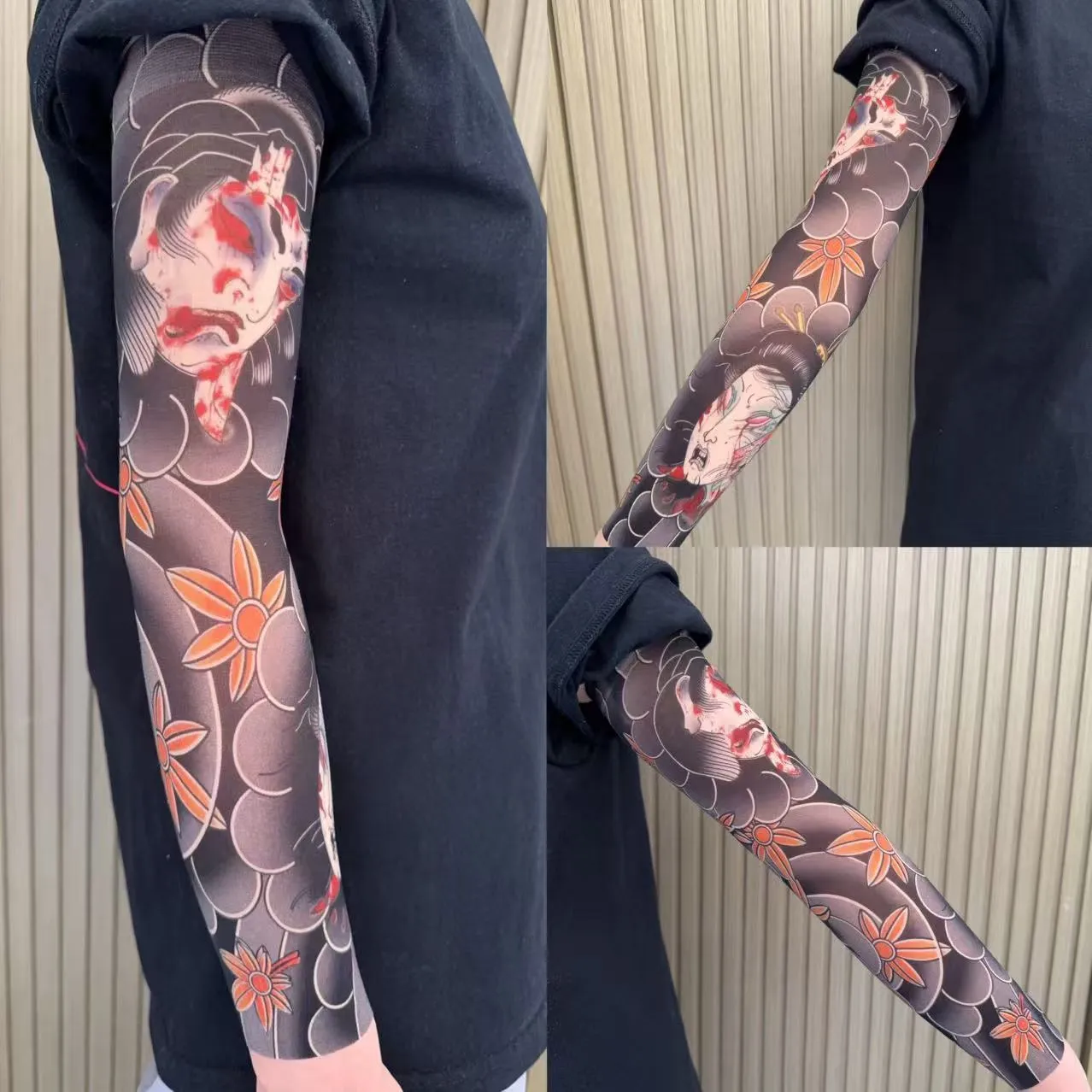 Unisex nylon sun protection ice sleeve with dragon pattern for outdoor sports