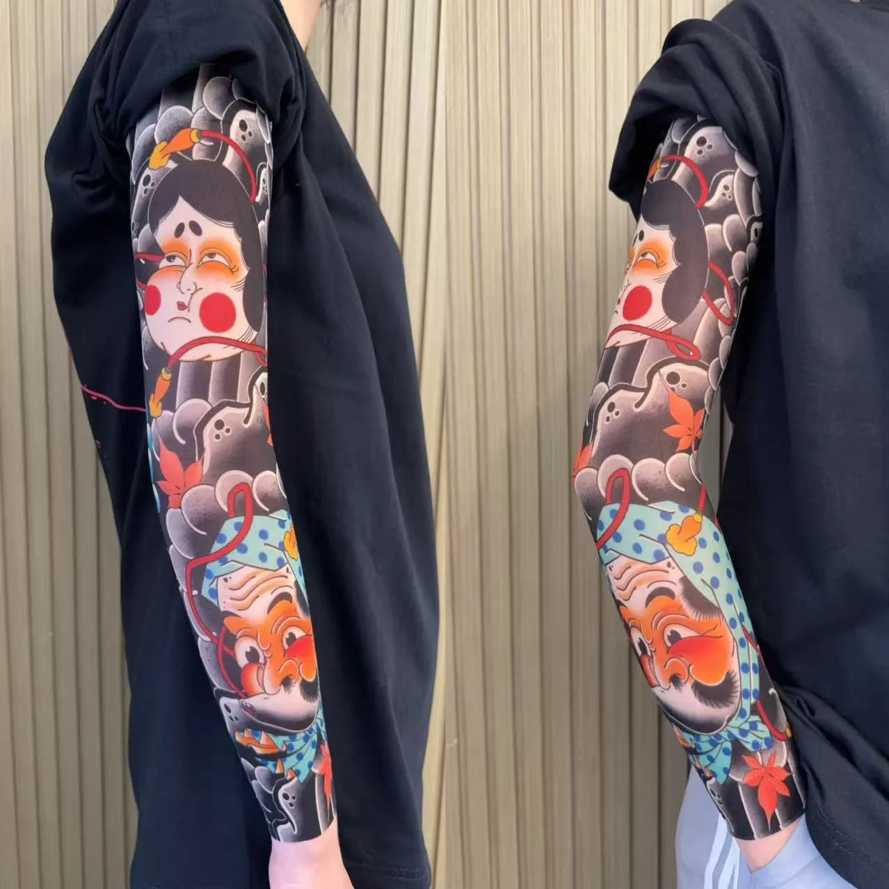 Unisex nylon sun protection ice sleeve with dragon pattern for outdoor sports
