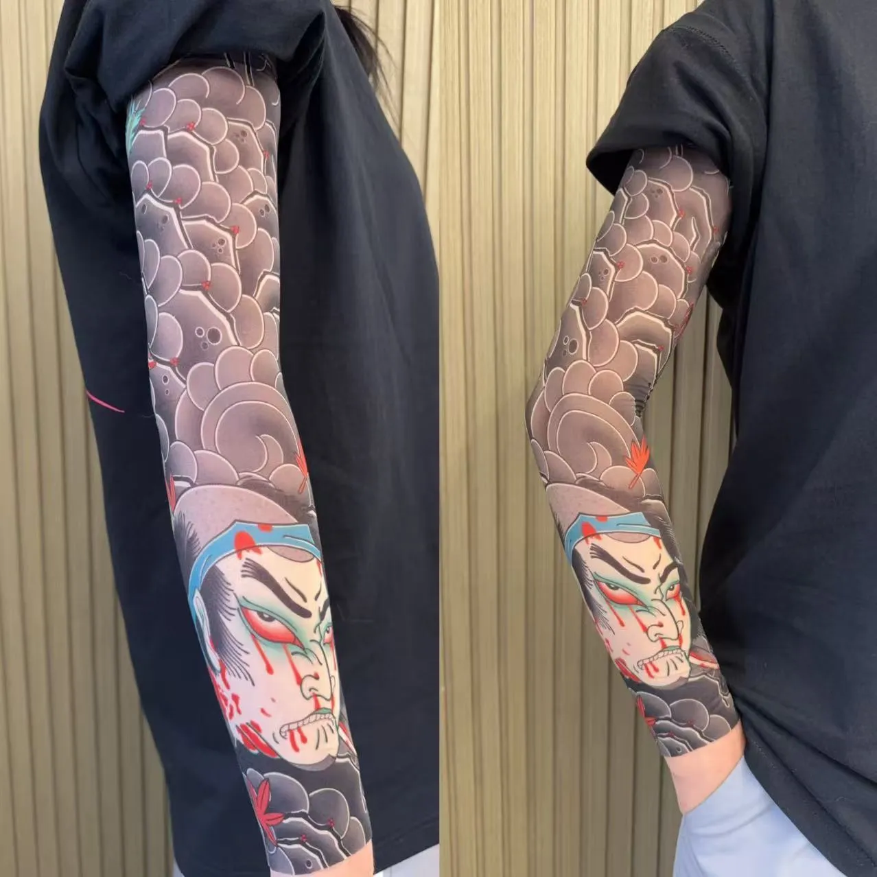 Unisex nylon sun protection ice sleeve with dragon pattern for outdoor sports
